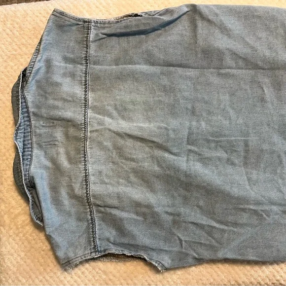 RISEN Womens Jean Denim Shirt Sleeveless Denim Button-Up Shirt Casual Small - Picture 8 of 12